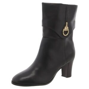 Black Heeled Boots with Chunky‎ Heel and Ankle Design​